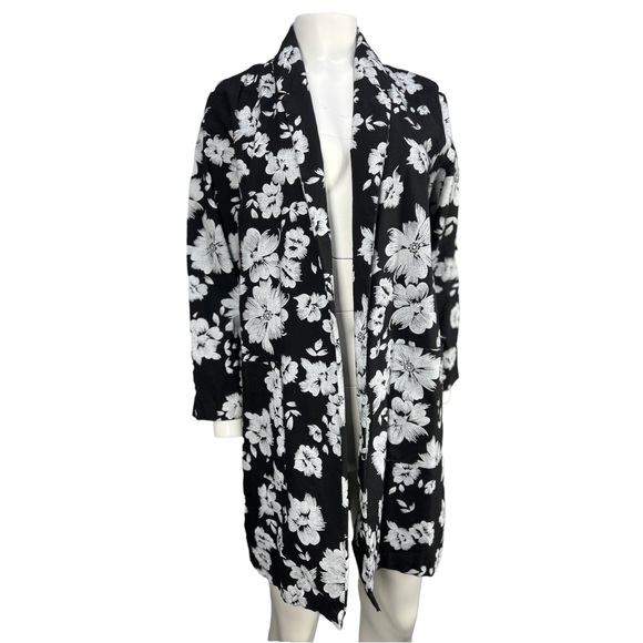Vintage 80's/90's Black & White Floral FAST LANE California Open Jacket Sz M - Picture 2 of 12